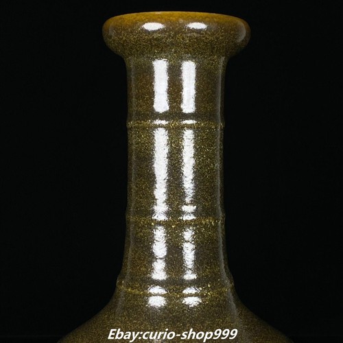 Jarrón botella flor fengshui de porcelana esmaltada Matcha dinastía canción china antigua de 9,8" - Imagen 6 de 9