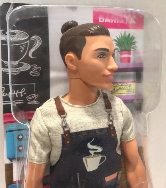 Barbie Doll Ken Career Doll Barista Coffee Man Bun New Mattel Hipster