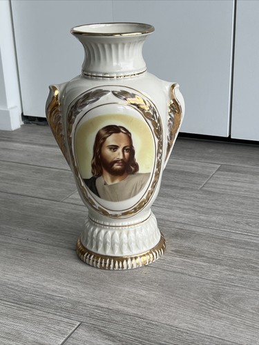 Seltene antike große Kirchenaltar Vase JESUS 13 1/2" hoch - Bild 9 von 12