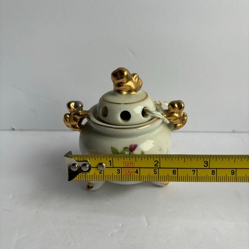 Vintage Floral Porcelain Incense Burner with Floral Design Rose Pattern - Picture 5 of 5