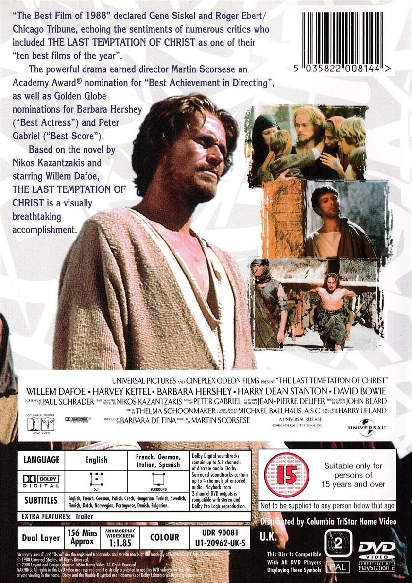 The Last Temptation of Christ (DVD-2001, 1-Disc) R2. Willem