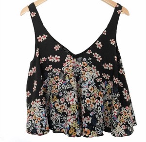 Zara Trafaluc Mujeres Floral Azul Marino recortada Camiseta sin mangas  Talla S | eBay