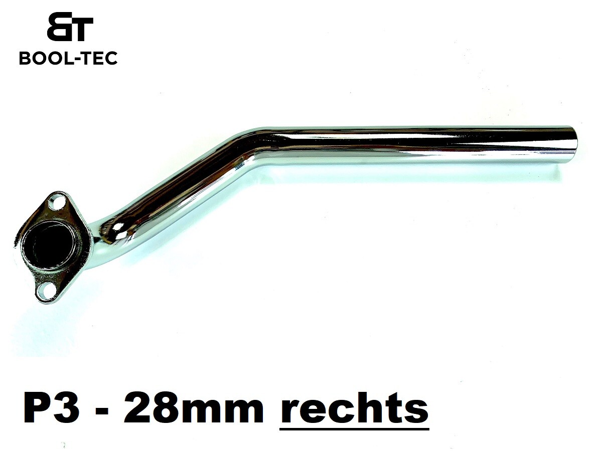 NEU P3 Flansch Anschluss Krümmer 28mm Hercules GX Prima GT Mofa 506 Auspuffrohr Sachs 505