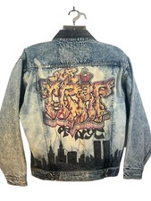 Vtg Jordache Graffiti Art Streetwear Jean Jacket Sz Med/small Acid Washed