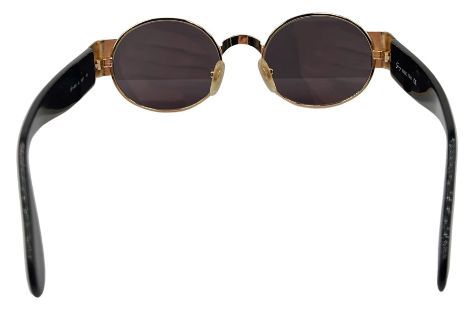 Gafas de sol vintage Genny 562-S 5007 negras doradas redondas de metal Italia con lentes nuevas Foto 4 de 4