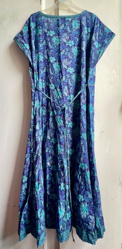 ✩Pretty *EAST ARTISAN with ANOKHI* Blue Floral Block Printed Midi Dress 18✩ - Picture 9 of 9