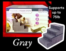 Go Pets Foldable Foam Steps :Non Slip,supports 75lbs,Machine Wash,GRAY(dog, Cat)