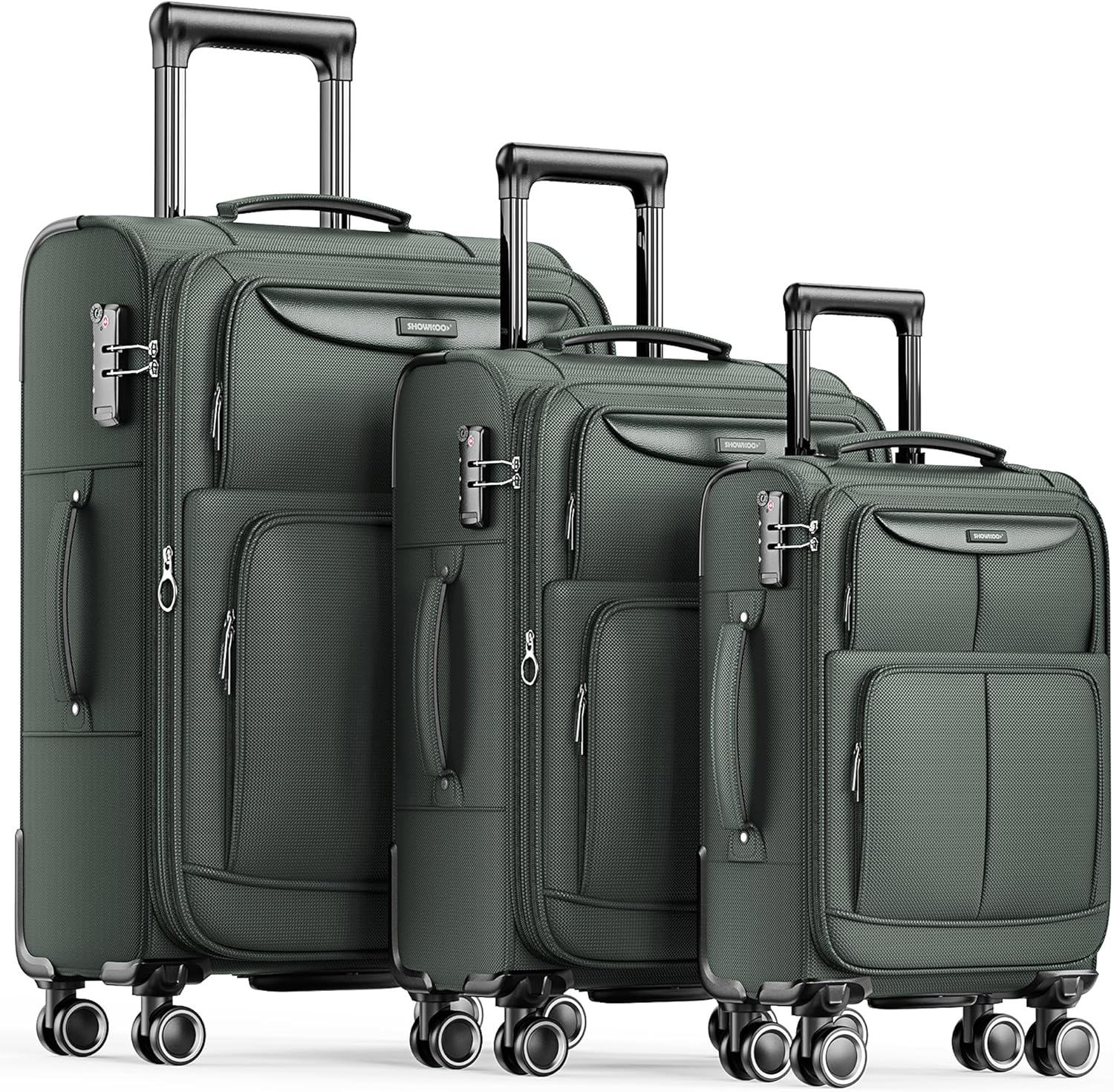 Luggage Sets 3-Piece Softside Expandable Lightweight Durable Double Spinner Suitcase-image