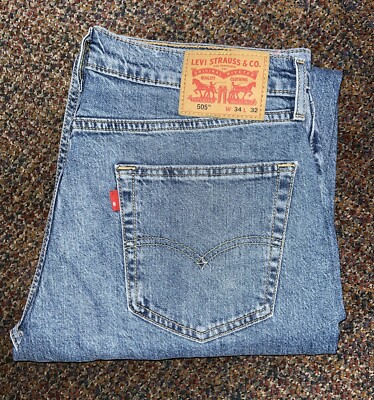 Levi Strauss & CO 505 Men's Blue Regular Fit Straight Leg Jeans Size 34x32 NWT