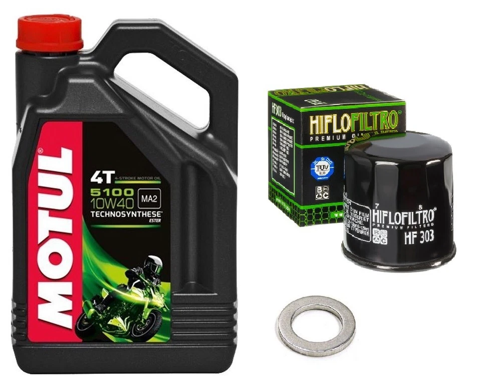 KIT VIDANGE HUILE MOTEUR MOTUL 5100 10W40 FILTRE HUILE JOINT KAWASAKI Z800 HF303