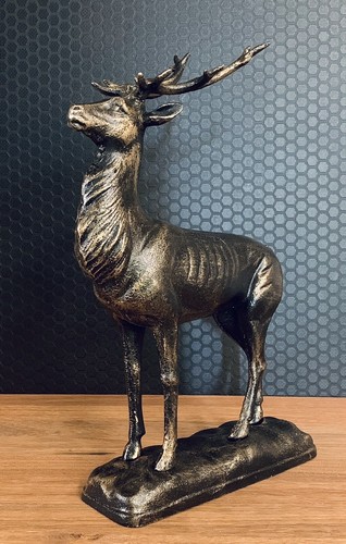 Eisenfigur Hirsch mit Geweih Skulptur Antik Stil Dekoration Dekofigur Reh Deko - Bild 5 von 6