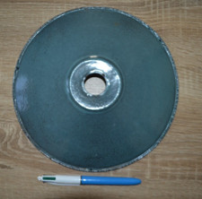 Bel abat jour ancien en tôle émaillée bleu gris (Ø  24cm) - Suspension vintage