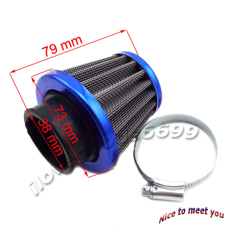 Blue 38mm Air Filter For 50cc 110 125cc Dirt Pit Pro Bike ATV Quad