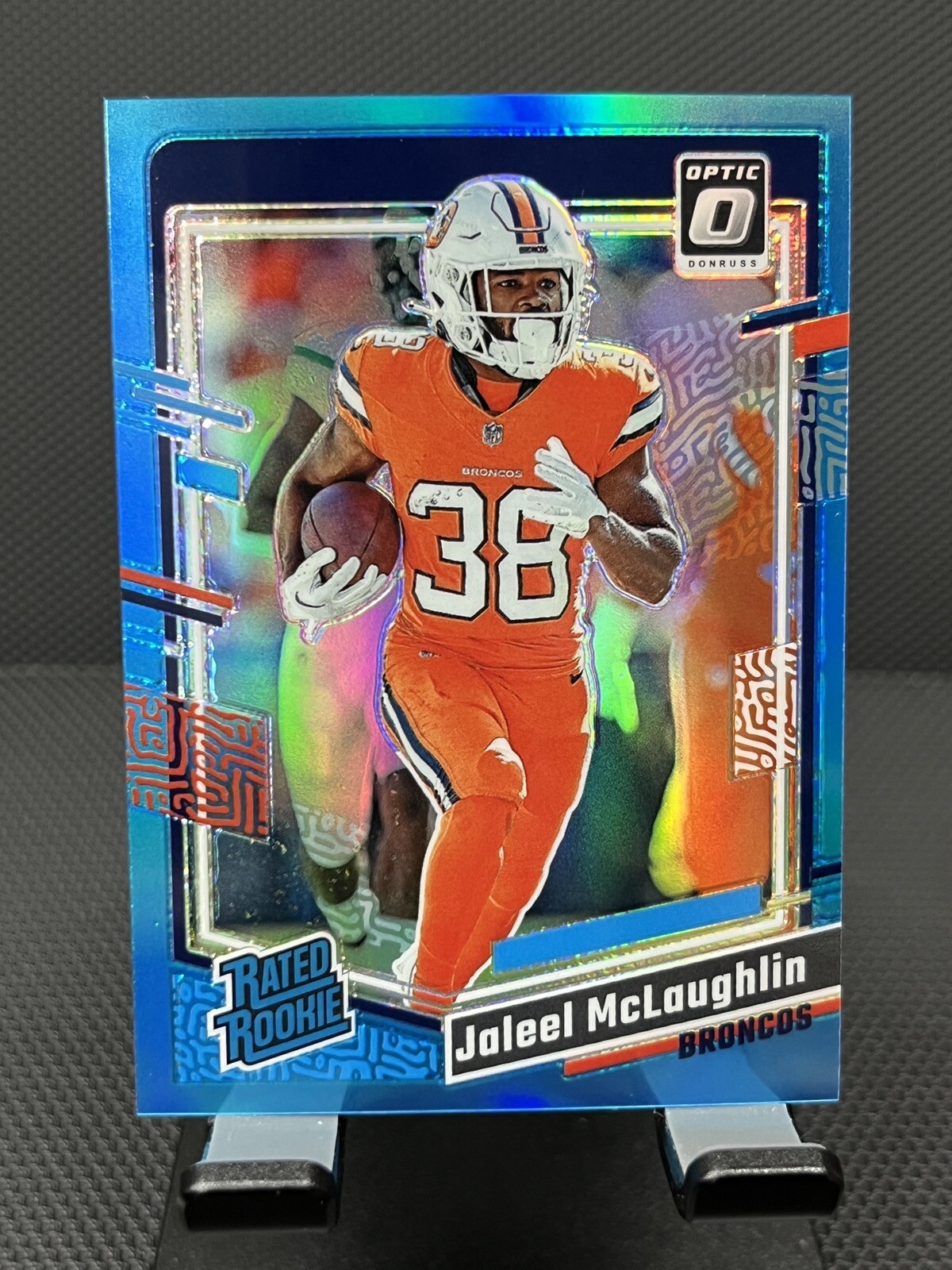 2023 Donruss Optic Jaleel McLaughlin /299 Aqua Prizm Rated Rookie Broncos #232