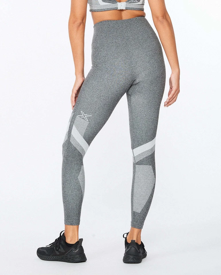 Nuevas mallas para mujer 2XU Motion Tech gris jaspeado X-pequeñas WR6472b ropa deportiva de enfriamiento Foto 3 de 4