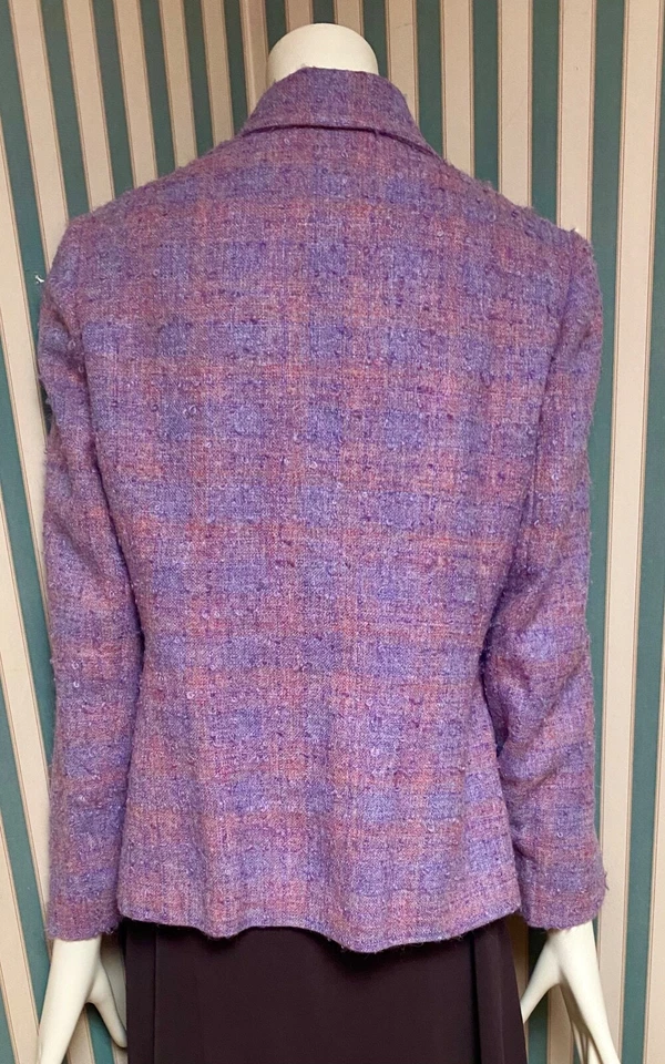 Blazer vintage mujer por Andrew Stewart, Escocia tweed púrpura rosa forrado pequeño Foto 3 de 4