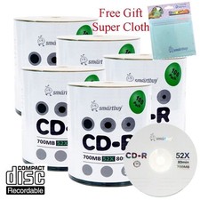 500 Pcs Smartbuy 52X CD-R 700MB Logo Recordable Disc  FREE Micro Fiber Cloth