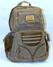 GREEN W/ MESH CANVAS BACKPACK Roomy  Muli-purpose school travel hiking