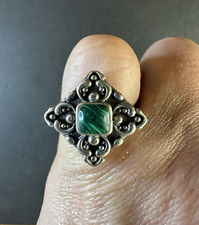 NF Signed Sterling Silver Malachite Ring Size 8.5