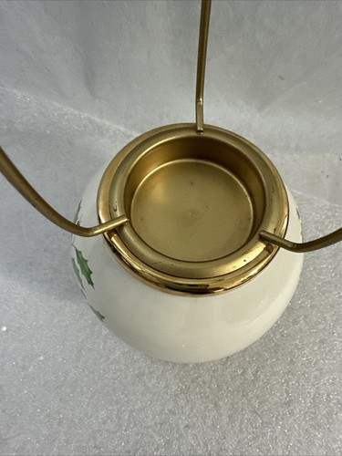 Lenox Lamp for the Holidays Christmas Tea Light 10" T x 10" W White Green Red - Picture 8 of 9