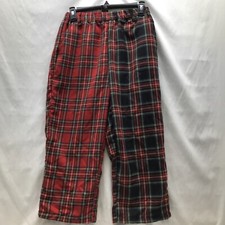 Almost Famous Two Tone Elastic Waist Red Plaid Pants Pockets Women s Small
