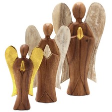 Hati-Hati Angel Guardian Hand Carved Indonesian Saur Wood Ornament