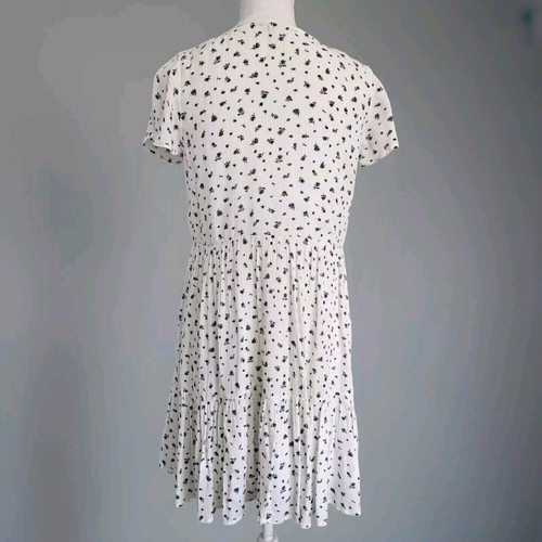 American Eagle Women's Ivory White Floral Short Sleeve V-Neck Dress Size Small - Picture 2 of 16