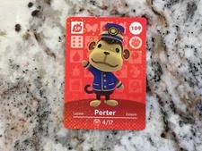 PORTER 109 Animal Crossing Amiibo Authentic Nintendo Mint Card From Series 2