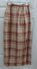 Vintage Laura Ashley Straight Plaid Skirt Linen Cotton Blend UK 8 EUR 34 USA 4