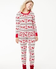 Hanna Andersson  Holiday Deer Print Long John Pajama Set