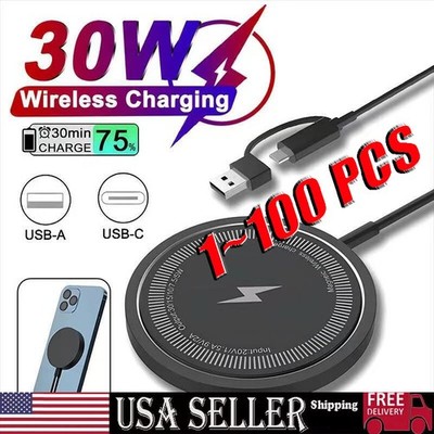 15W Magnetic Fast Wireless Charger Pad For SamsungS24 Ultra iPhone 17 16 Pro LOT