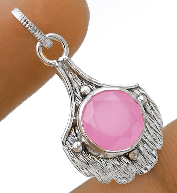Natural Rose Quartz 925 Solid Sterling Silver Pendant Jewelry 1 1/4" Long @11-1