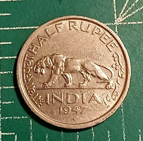 BRITISH INDIA 1946 1/2 RUPEE. 1947 GEORGE VI