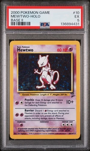 2000 POKEMON BASE SET 2 #10 MEWTWO-HOLO PSA 5