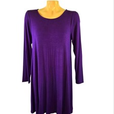 LIGHTHEART Long Sleeve A Line Swing Dress Purple Flowy Rayon Size Small