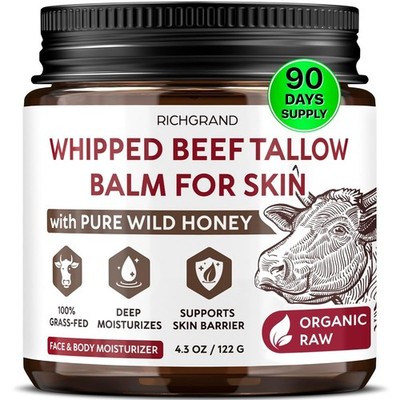 Whipped Grass Fed Beef Tallow Balm for Skin Daily Moisturizer | Free Shipping