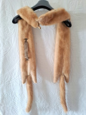 Stola in volpe vintage anni ’50 — pelliccia intera 90 cm — occhi strass