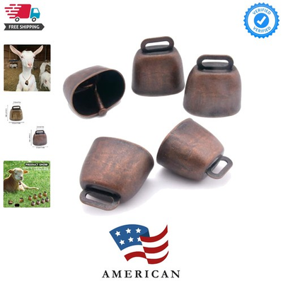 #ad 5 Pack Grazing Copper Bells Metal Cow Bells for Dogs Animal Copper Loud Bronze $8.79