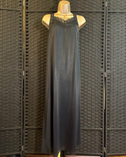 Vintage JCPENNEY BLACK NIGHTGOWN Medium Long Sheer LACE Nylon Gown Grannycore