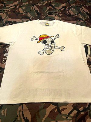 Bathing Ape BAPE One Piece Monkey d Luffy Original jolly Roger White Size 2XL
