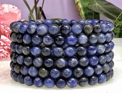 Wholesale Lot 6 Pcs Natural Sodalite 6mm 7.5  Crystal Healing Stretch Bracelet