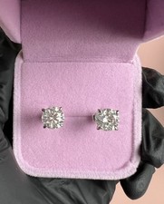 Round cut Moissanite Stud Earring 7.5mm 3CT VVS1 Sterling Silver GRA certified 