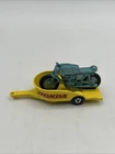 MATCHBOX LESNEY #38 HONDA Motorcycle w/ Kickstand and Yellow Trailer