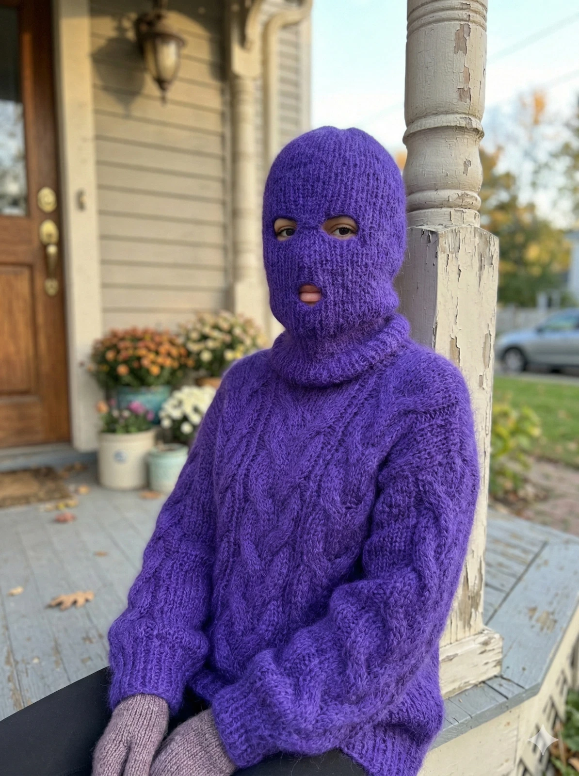 Balaclava Ski Mask Purple 3 Hole Winter Hat Acrylic/Mohair/Alpaca Blend Thinner
Opens in a new windo