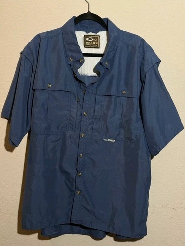 Drake Size Xl Vented Fishing Waterfowl Shirt Camoretro Blue Short Sleeve