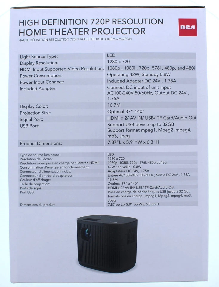 RCA High Definition 720P Resolution Home Theater Projector - Image 3 of 4