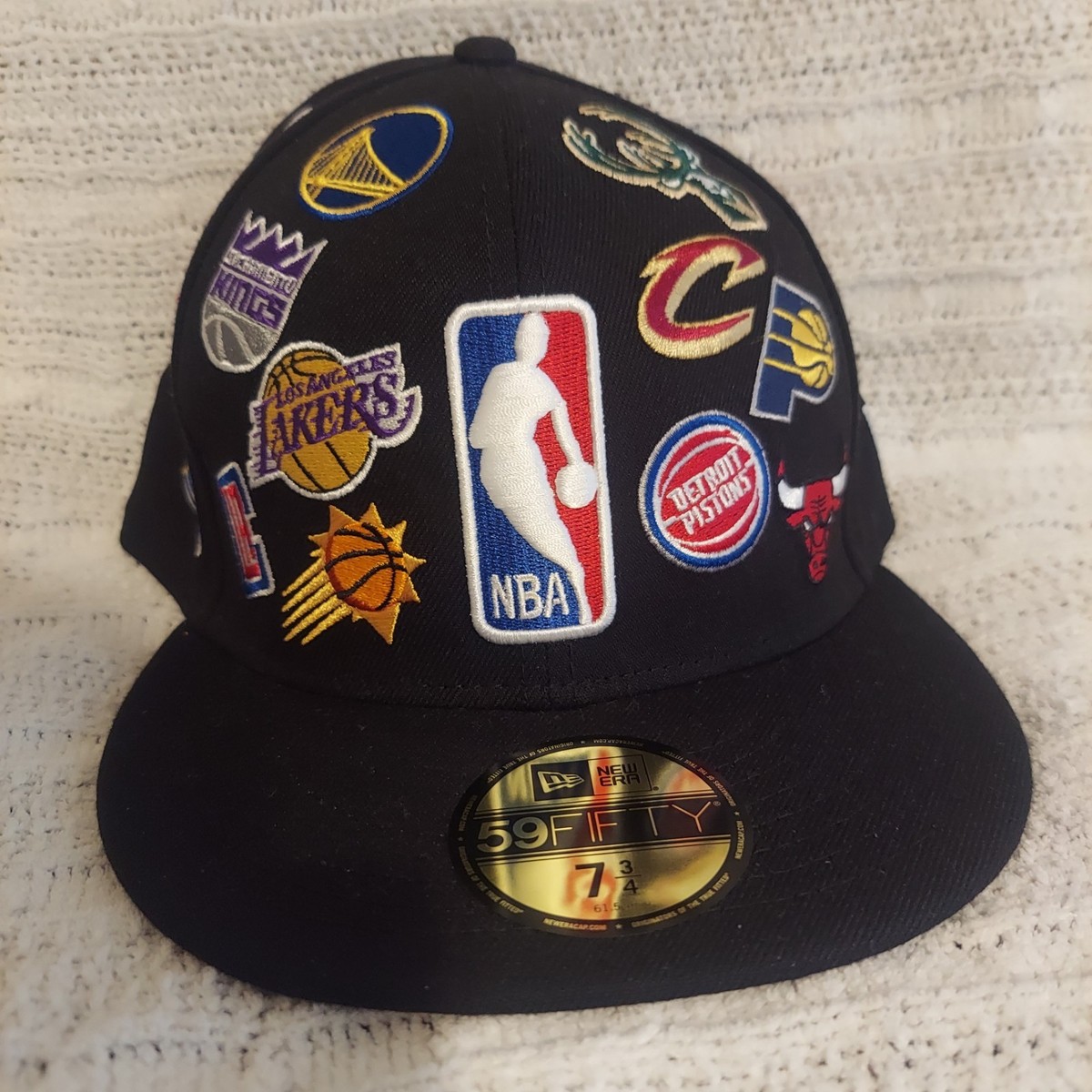 VTG Y2K New Era Cap NBA All Over Team Logos Basketball Fitted 3/4 Hat  59Fifty
