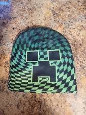 Minecraft Boys Beanie Youth OSFM Creeper Green And Black