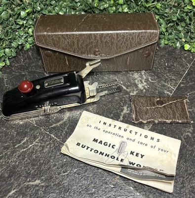Vintage White Magic Key Buttonhole Worker Complete 