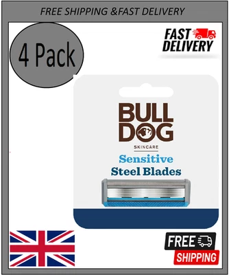 BRANDED Bulldog Skincare Sensitive Men's Razor Refills 5 Tempered 4 Pack